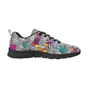 Zebra Colorful Pattern Men's Sneakers Black