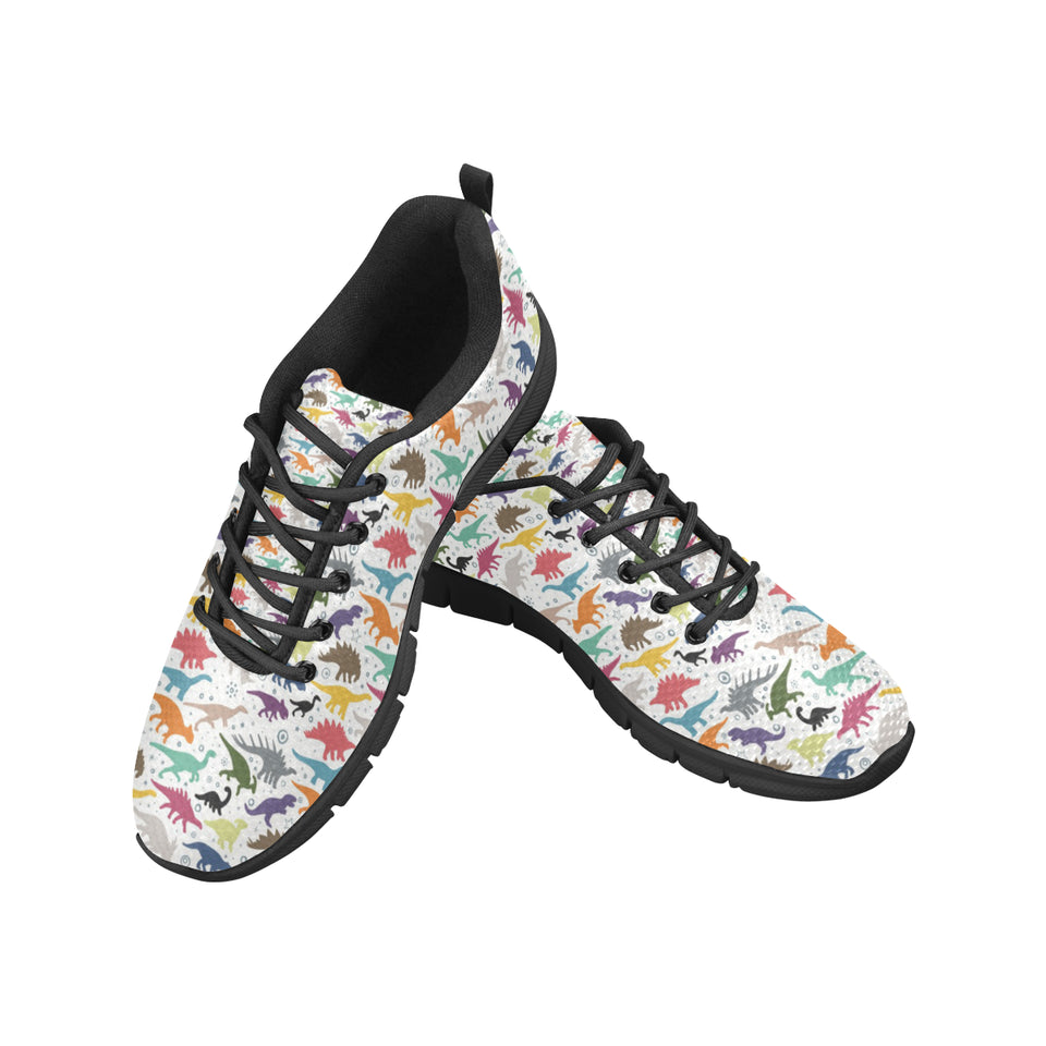 Colorful Dinosaur Pattern Men's Sneakers Black