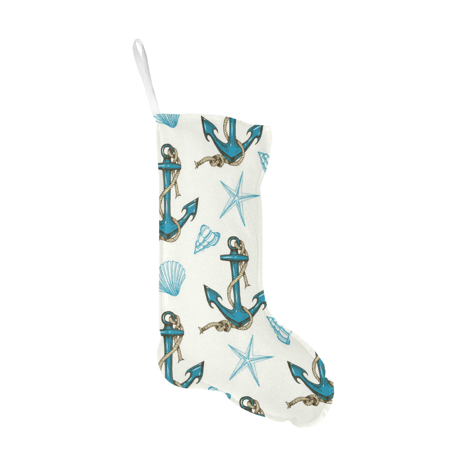 Anchor Shell Starfish Pattern Christmas Stocking