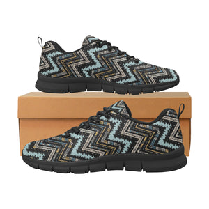 Zigzag Chevron African Afro Dashiki Adinkra Kente Men's Sneakers Black