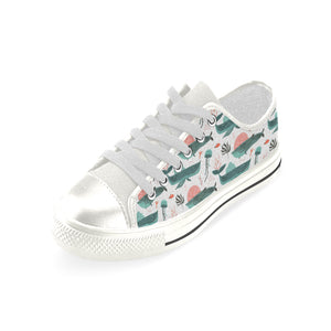 Whale Jelly Fish Pattern Women's Low Top Canvas Shoes White