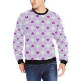 Heart Purple Pokka Dot Pattern Men's Crew Neck Sweatshirt