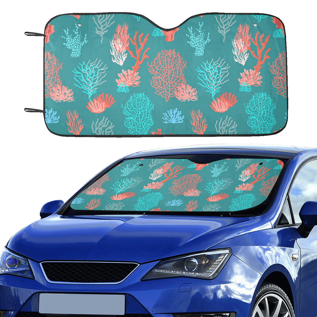 Coral Reef Pattern Print Design 04 Car Sun Shade