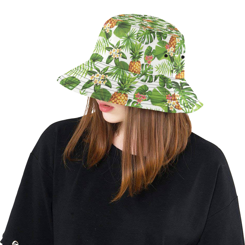 Pineapple Flower Leaves Pattern Unisex Bucket Hat