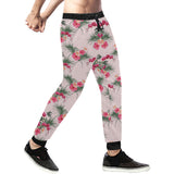 Red Pink Orchid Hibiscus Pattern Unisex Casual Sweatpants