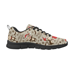 Monkey Christmas Pattern Men's Sneakers Black