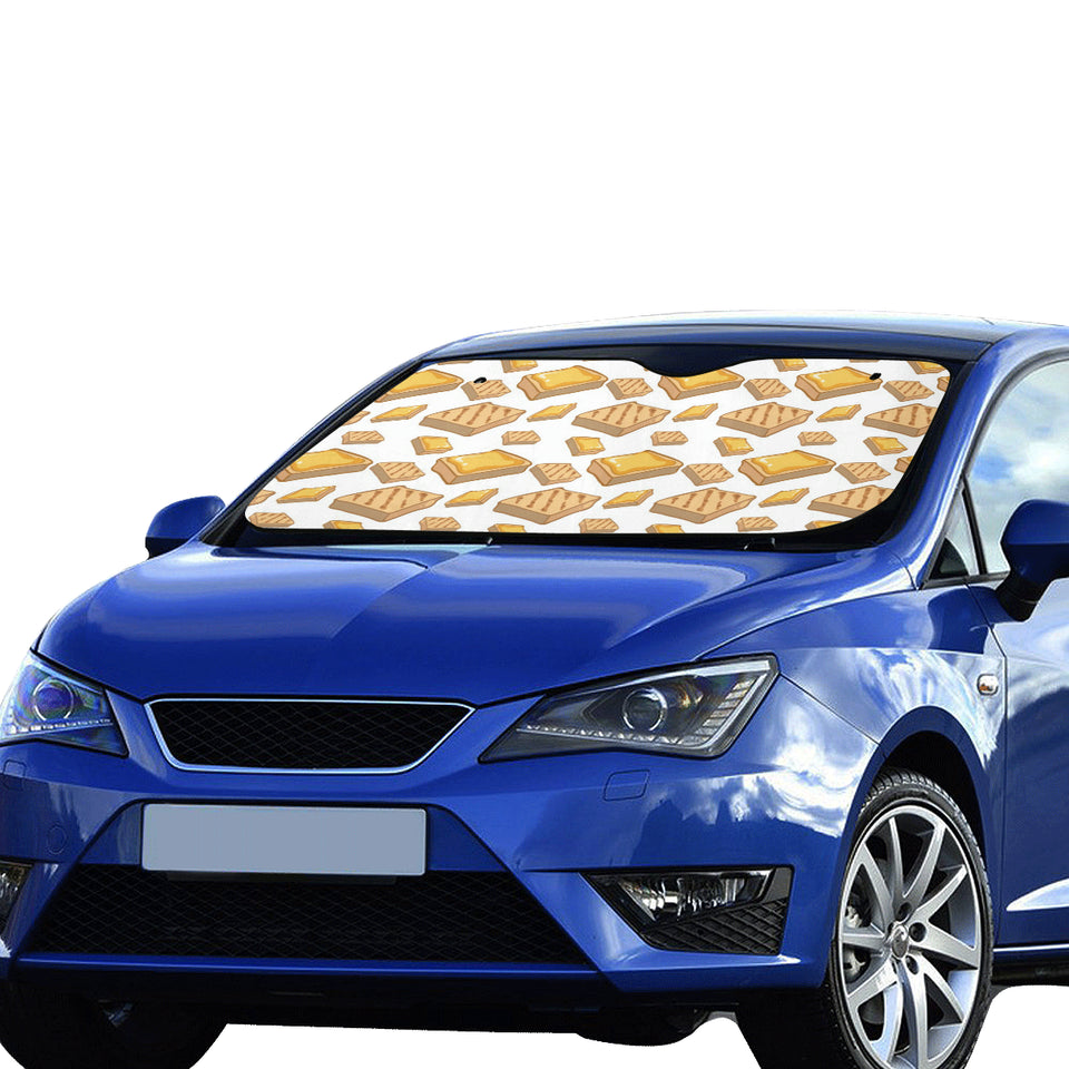 Bread Toast Pattern Print Design 03 Car Sun Shade