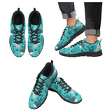 Green Cactus Pattern Men's Sneakers Black