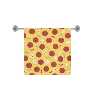 Pizza Salami Mushroom Texture Pattern Bath Towel