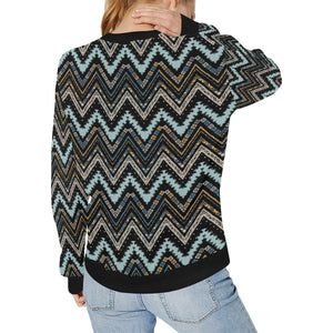 Zigzag Chevron African Afro Dashiki Adinkra Kente Women's Crew Neck Sweatshirt