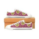 Sliced Passion Fruit Pattern Women's Low Top Canvas Shoes White