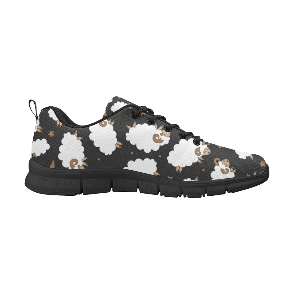 Cute Sheep Pattern Men's Sneakers Black