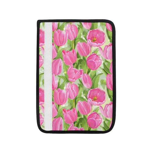 Pink Tulip Pattern Car Seat Belt Cover