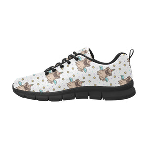 Unicorn Pug Pattern Men's Sneakers Black