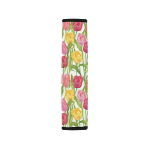 Pink Red Yellow Tulip Pattern Car Seat Belt Cover