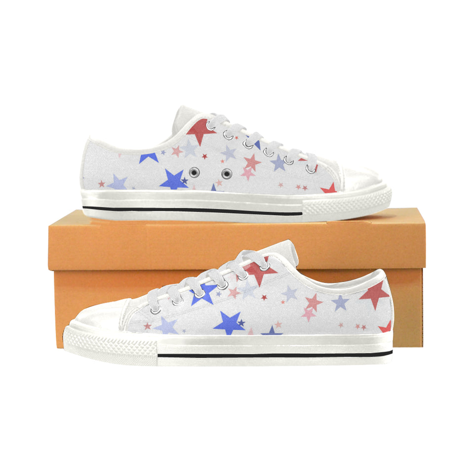 USA Star Pattern Women's Low Top Canvas Shoes White