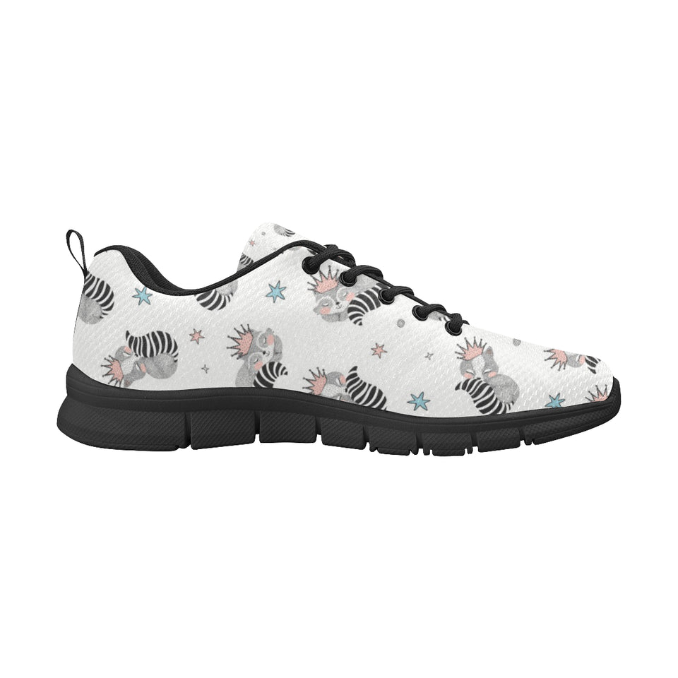 Sleep Raccoon Pattern Men's Sneakers Black