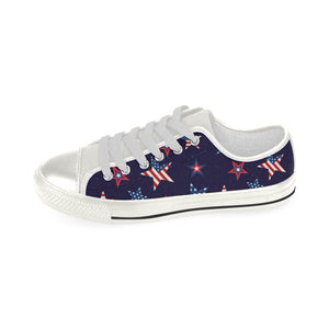 USA Star Pattern Theme Women's Low Top Canvas Shoes White