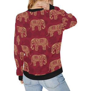 Elephant Tribal Pattern Women's Crew Neck Sweatshirt