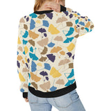 Colorful Ginkgo Leaves Pattern Women's Crew Neck Sweatshirt