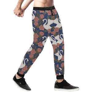 Swan Rose Pattern Unisex Casual Sweatpants