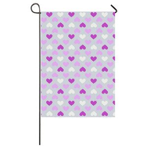 Heart Purple Pokka Dot Pattern House Flag Garden Flag