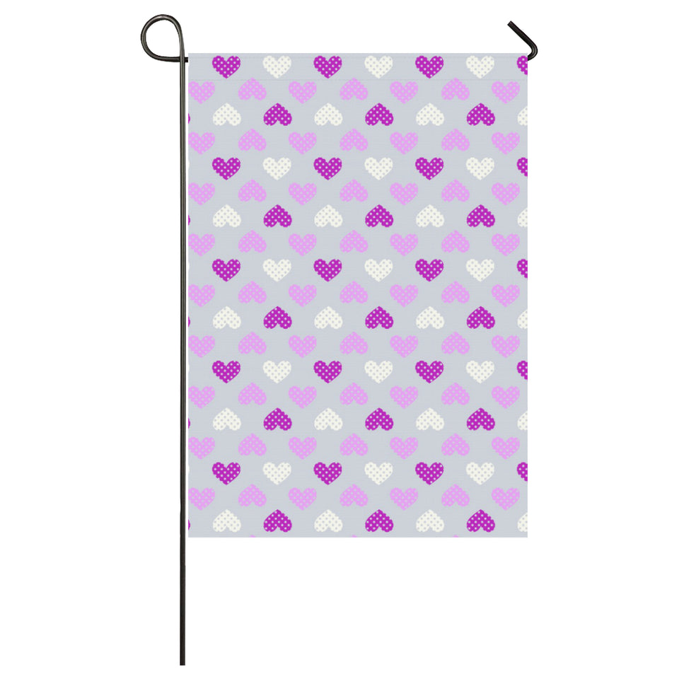 Heart Purple Pokka Dot Pattern House Flag Garden Flag