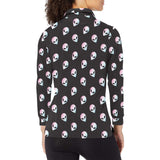 Alien Pattern Print Design 04 Women's Long Sleeve Polo Shirt