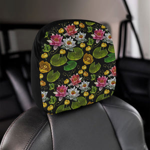 Lotus Waterlily Flower Pattern Background Car Headrest Cover