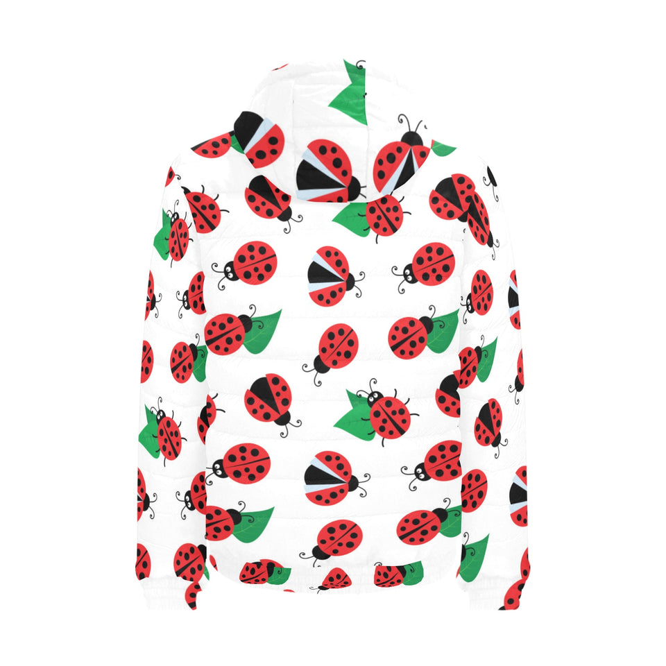 Ladybug Pattern Print Design 01 Men's Padded Hooded Jacket(ModelH42)