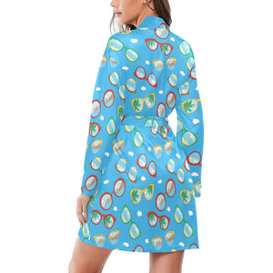 Sun Glasses Pattern Print Design 03 Women's Long Sleeve Belted Night Robe