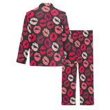 Lips Pattern Print Design 02 Men's Long Pajama Set