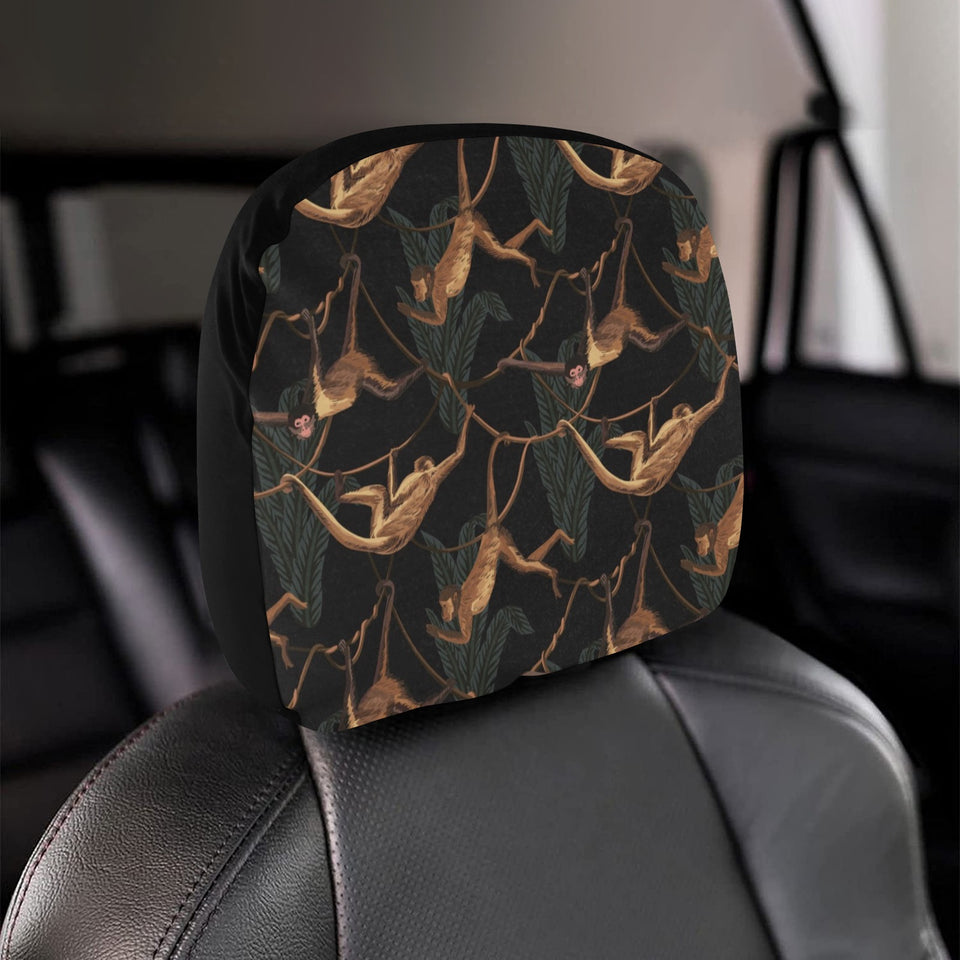 Monkey Pattern Black Background Car Headrest Cover