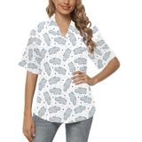 Hippopotamus Pattern Print Design 01 Women's All Over Print Hawaiian Shirt