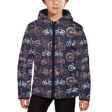 Bicycle Pattern Print Design 01 Kids' Boys' Girls' Padded Hooded Jacket