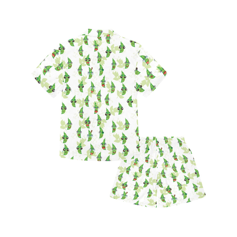 Green Peas Pattern Print Design 04 Kids' Boys' Girls' V-Neck Short Pajama Set