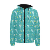 Swordfish Pattern Print Design 04 Men's Padded Hooded Jacket(ModelH42)