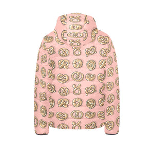 Pretzels Pattern Print Design 04 Kids' Boys' Girls' Padded Hooded Jacket