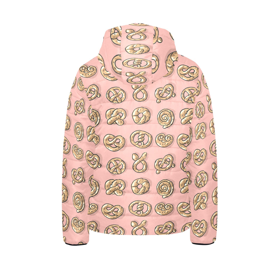 Pretzels Pattern Print Design 04 Kids' Boys' Girls' Padded Hooded Jacket