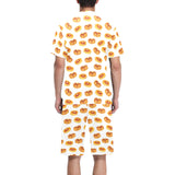 Pancake Pattern Print Design 04 Men's V-Neck Short Pajama Set