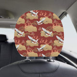 Japanese Crane Theme Pattern Car Headrest Cover