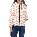 Sausage Pattern Print Design 03 Women's Padded Hooded Jacket