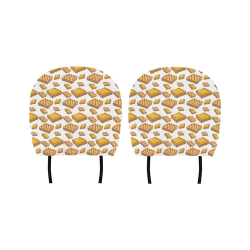 Bread Toast Pattern Print Design 03 Car Headrest Cover