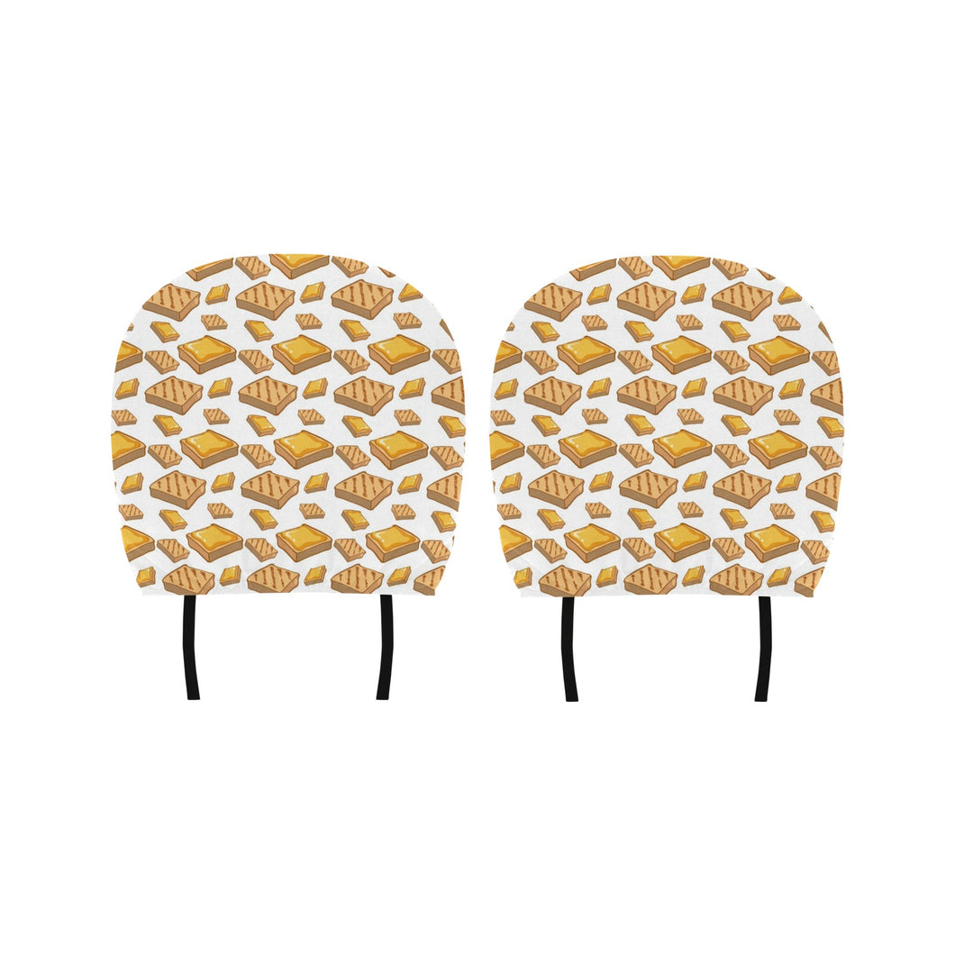 Bread Toast Pattern Print Design 03 Car Headrest Cover