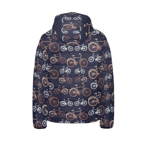 Bicycle Pattern Print Design 01 Kids' Boys' Girls' Padded Hooded Jacket