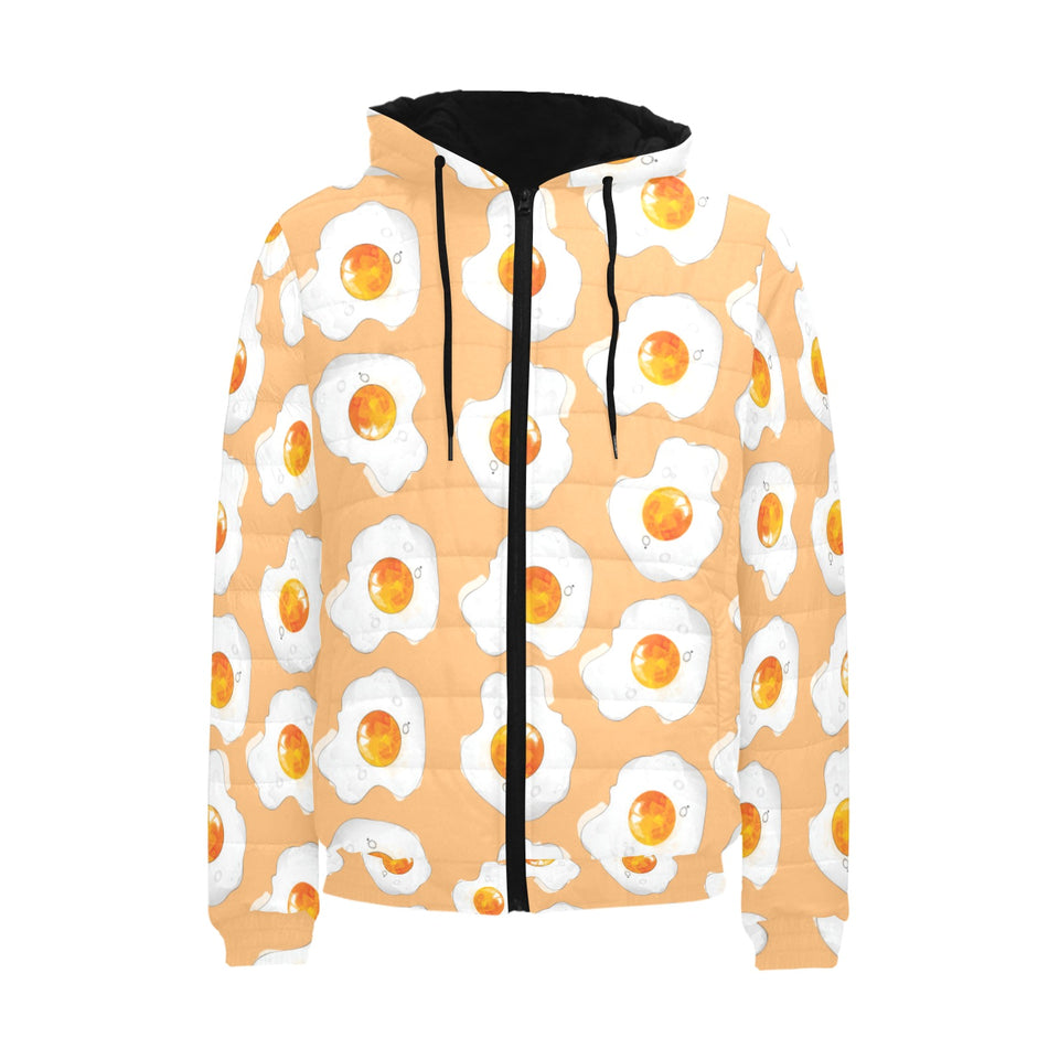 Fried Eggs Pattern Print Design 01 Men's Padded Hooded Jacket(ModelH42)