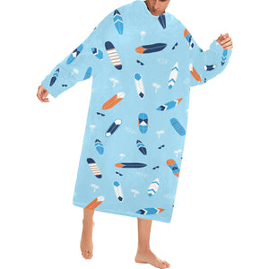 Surfboard Pattern Print Design 05 Blanket Robe with Sleeves