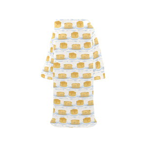 Pancake Pattern Print Design 01 Blanket Robe with Sleeves