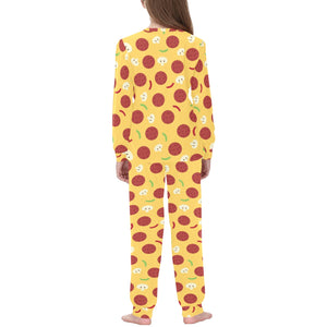 Pizza Salami Mushroom Texture Pattern Kids' Boys' Girls' All Over Print Pajama Set