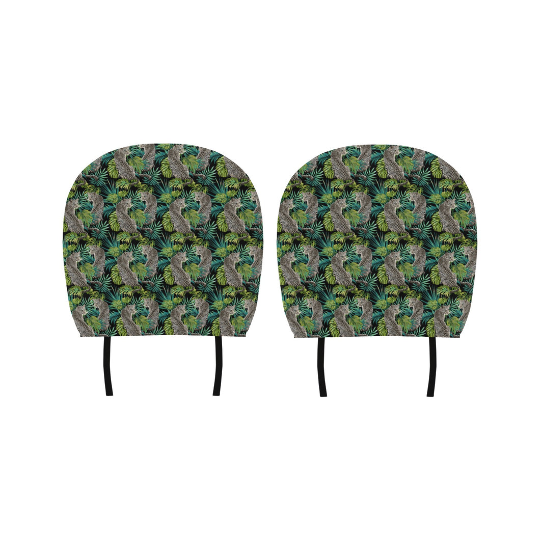 Leopard Leaves Pattern Car Headrest Cover